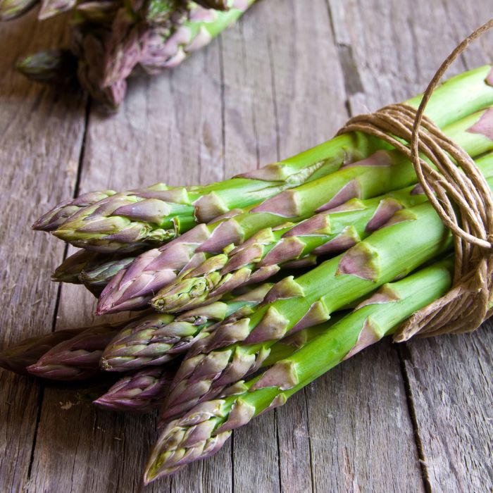 Millennium asparagus bundled together with hemp rope